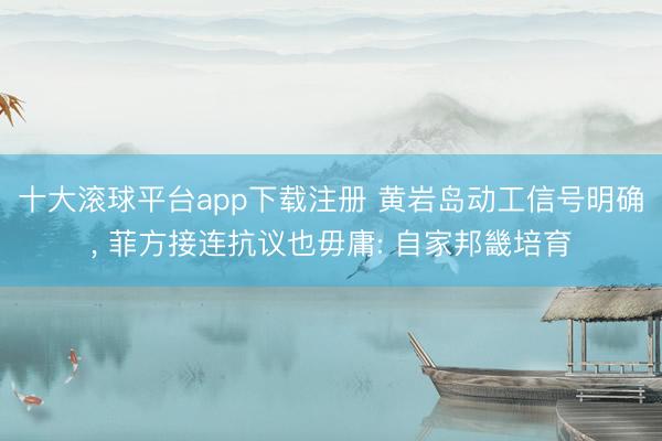 十大滚球平台app下载注册 黄岩岛动工信号明确, 菲方接连抗议也毋庸: 自家邦畿培育