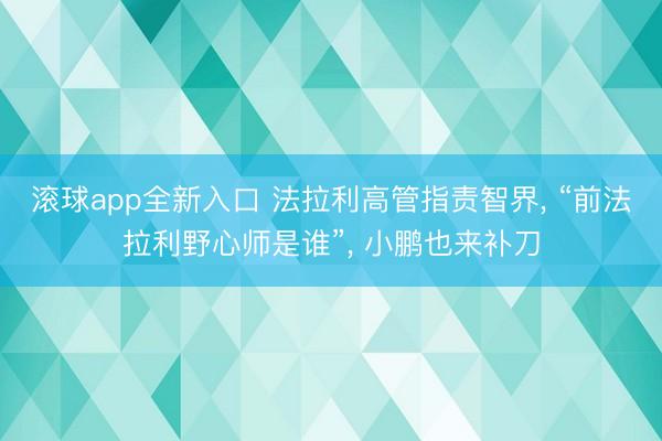 滚球app全新入口 法拉利高管指责智界, “前法拉利野心师是谁”, 小鹏也来补刀