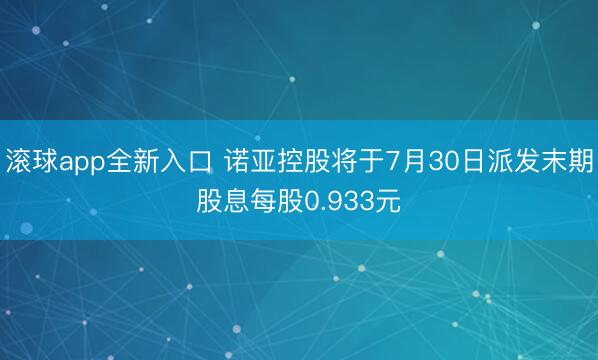 滚球app全新入口 诺亚控股将于7月30日派发末期股息每股0.933元