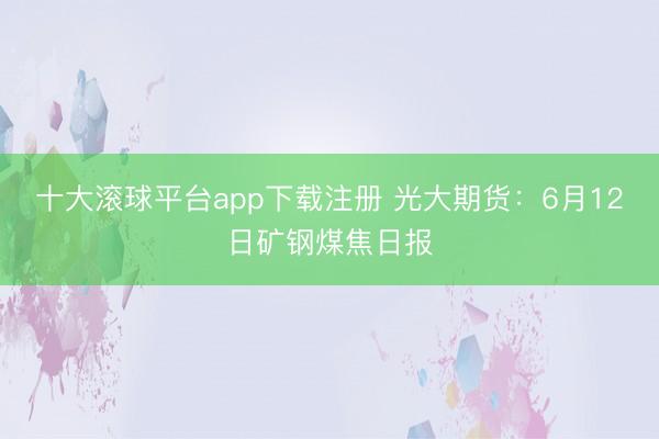 十大滚球平台app下载注册 光大期货:6月12日矿钢煤焦日报