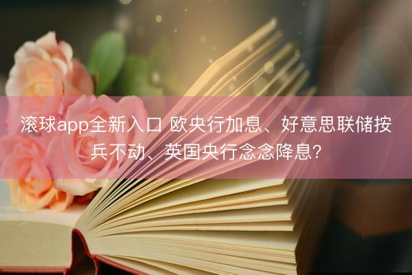 滚球app全新入口 欧央行加息、好意思联储按兵不动、英国央行念念降息？