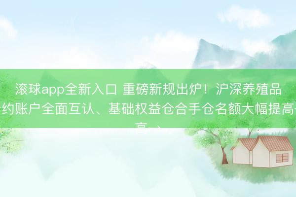 滚球app全新入口 重磅新规出炉！沪深养殖品合约账户全面互认、基础权益仓合手仓名额大幅提高→