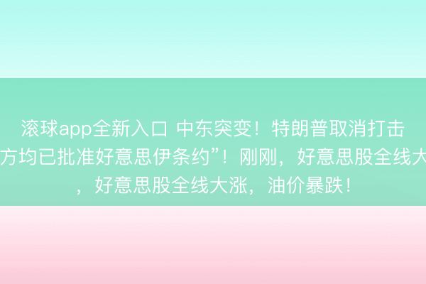 滚球app全新入口 中东突变！特朗普取消打击举止，“伊朗各方均已批准好意思伊条约”！刚刚，好意思股全线大涨，油价暴跌！