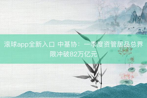 滚球app全新入口 中基协:一季度资管居品总界限冲破82万亿元