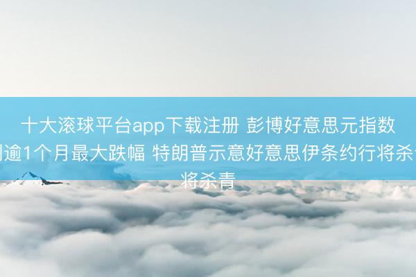 十大滚球平台app下载注册 彭博好意思元指数创逾1个月最大跌幅 特朗普示意好意思伊条约行将杀青