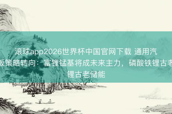 滚球app2026世界杯中国官网下载 通用汽车电板策略转向：富锂锰基将成未来主力，磷酸铁锂古老储能