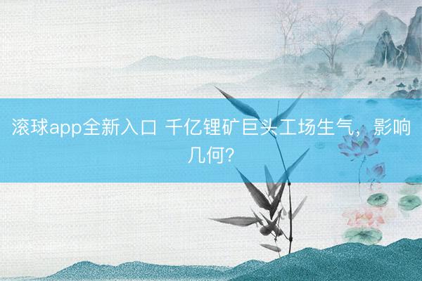 滚球app全新入口 千亿锂矿巨头工场生气，影响几何？