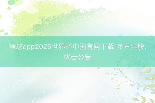 滚球app2026世界杯中国官网下载 多只牛股，伏击公告
