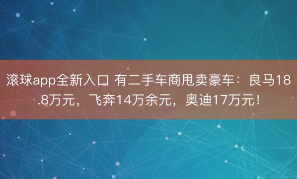 滚球app全新入口 有二手车商甩卖豪车：良马18.8万元，飞奔14万余元，奥迪17万元！