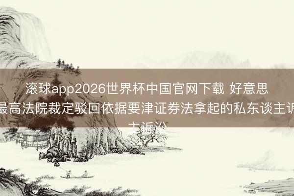 滚球app2026世界杯中国官网下载 好意思国最高法院裁定驳回依据要津证券法拿起的私东谈主诉讼