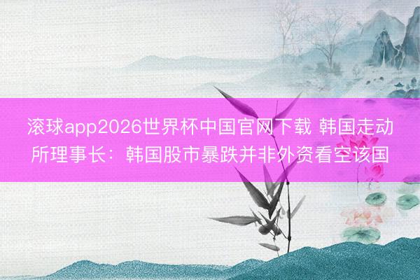 滚球app2026世界杯中国官网下载 韩国走动所理事长：韩国股市暴跌并非外资看空该国