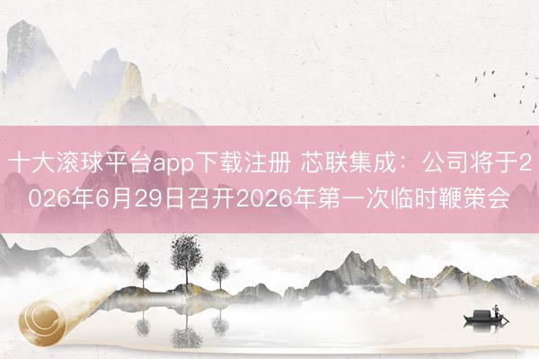 十大滚球平台app下载注册 芯联集成:公司将于2026年6月29日召开2026年第一次临时鞭策会