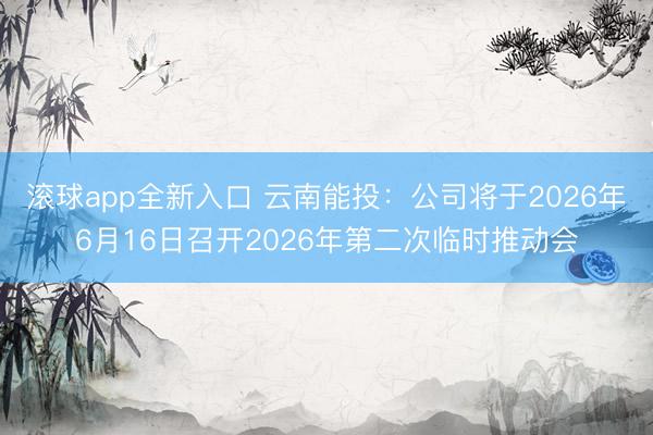 滚球app全新入口 云南能投:公司将于2026年6月16日召开2026年第二次临时推动会
