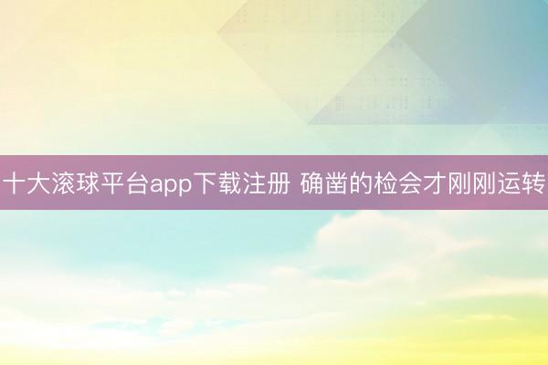 十大滚球平台app下载注册 确凿的检会才刚刚运转