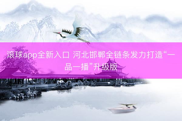 滚球app全新入口 河北邯郸全链条发力打造“一品一播”升级版