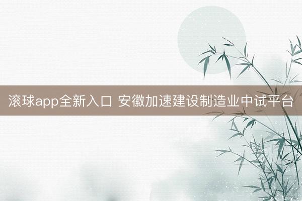 滚球app全新入口 安徽加速建设制造业中试平台