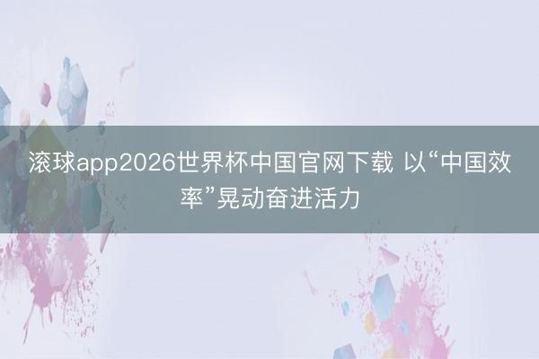 滚球app2026世界杯中国官网下载 以“中国效率”晃动奋进活力