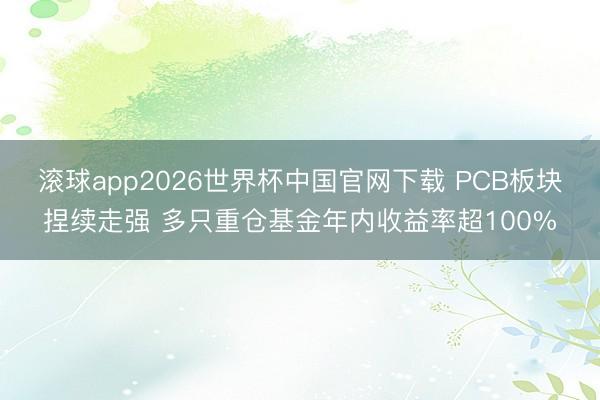滚球app2026世界杯中国官网下载 PCB板块捏续走强 多只重仓基金年内收益率超100%